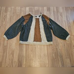Colorblock Sweater with Long Sleeves